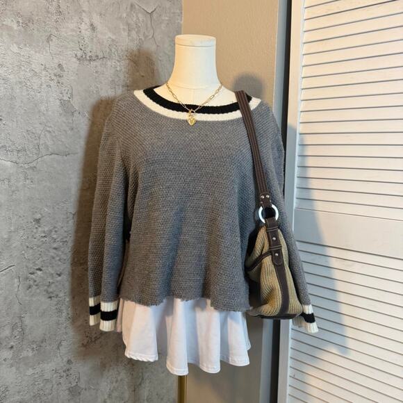 Preppy Grey Striped Sweater - Picture 3 of 6